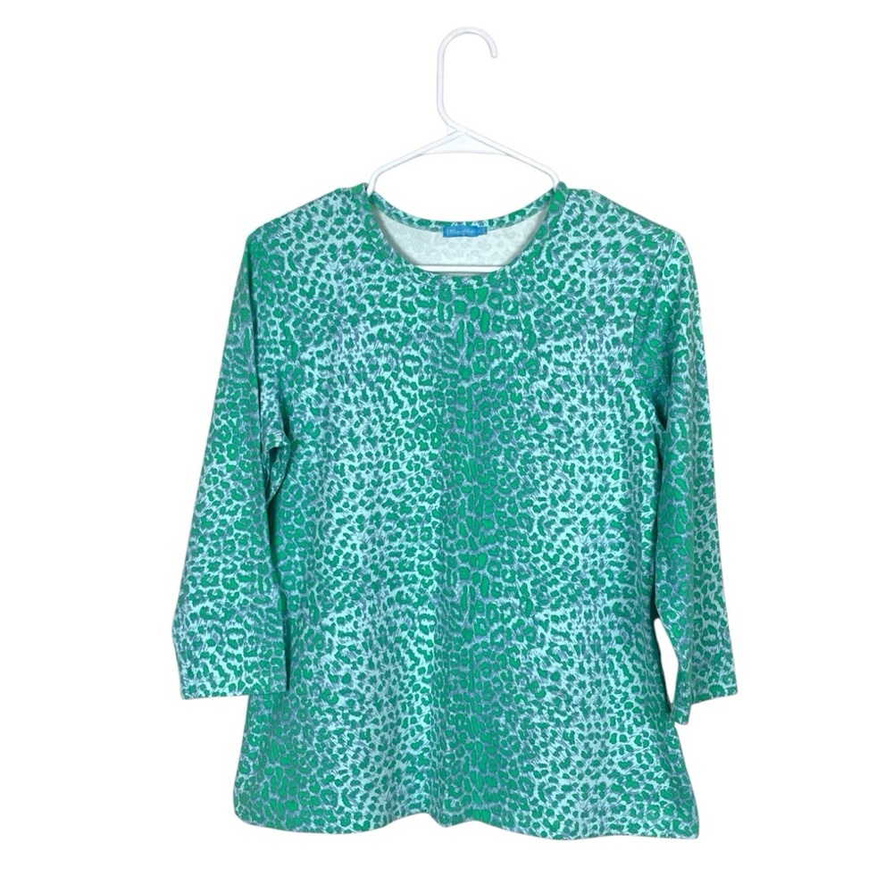 J McLaughlin leopard animal print top size large colorful